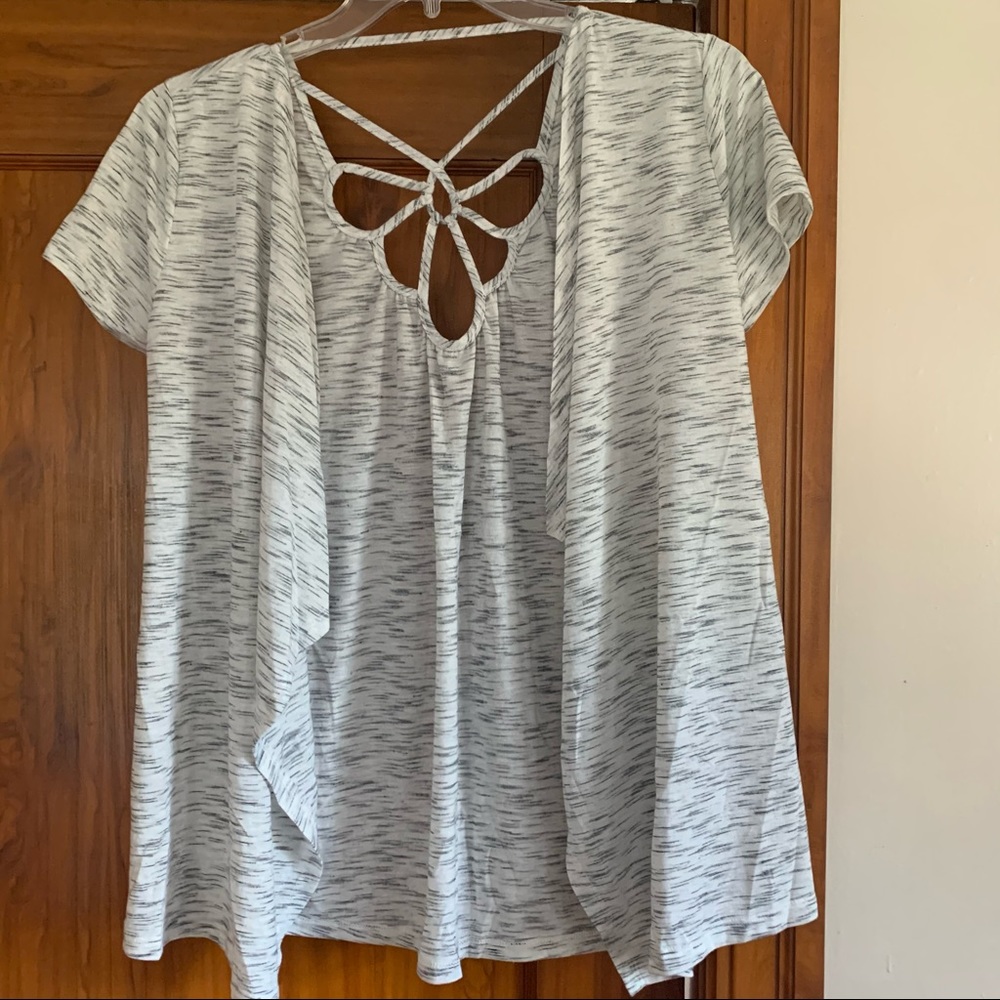 Open back short sleeve cardigan
